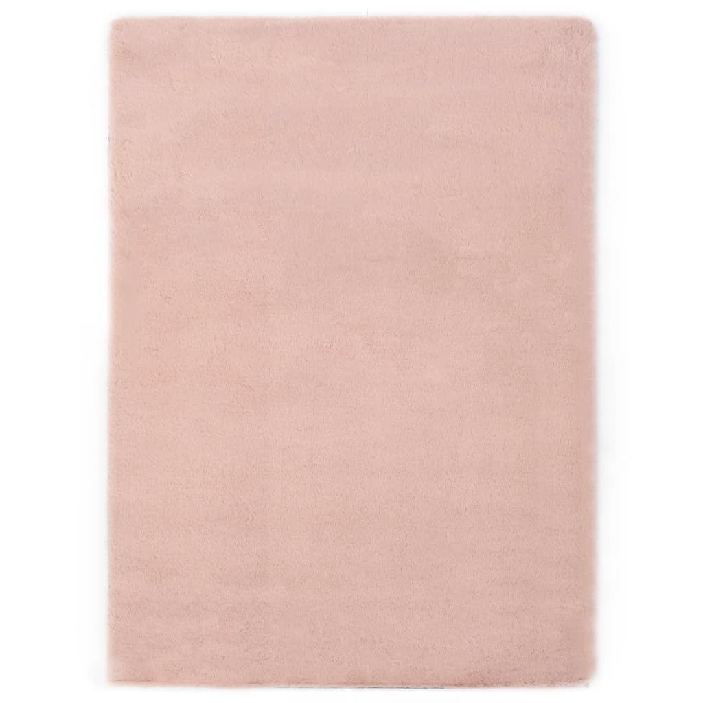 Rug 120x160 cm Faux Rabbit Fur Old Pink
